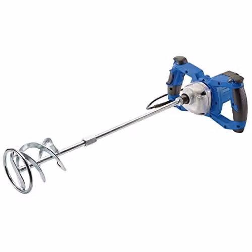 Draper Storm Force 1200W Paint Paddle Mixer with 120mm Diameter Swirl Paddle for 80L Plaster and Concrete Mixing, Blue