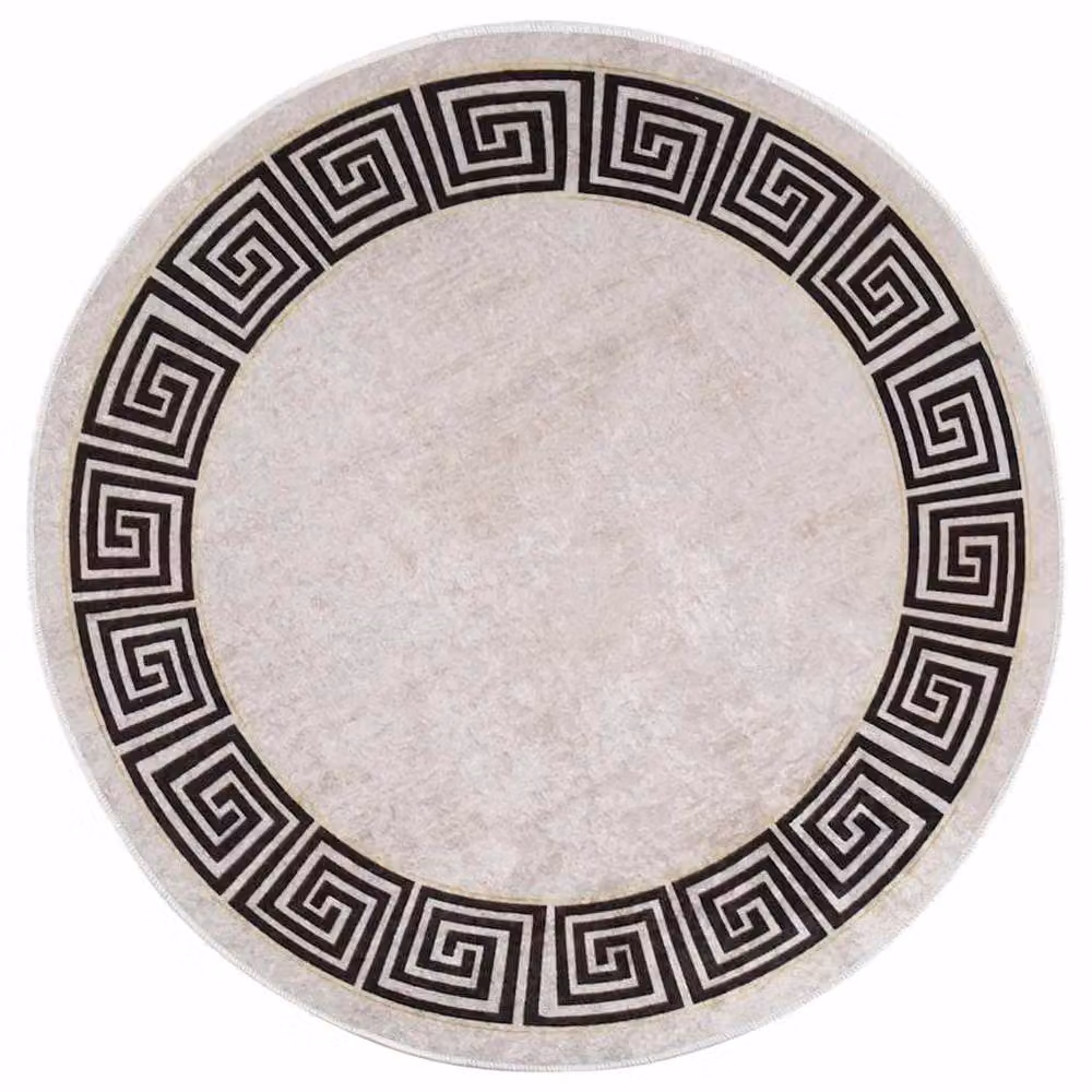 Berkfield Home Washable Round Anti Slip Rug in Light Beige, Diameter: 100 cm – 2