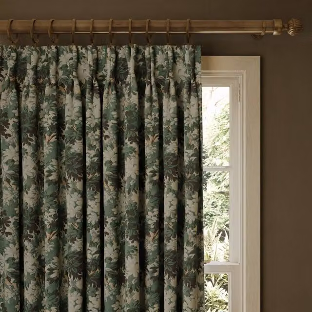 House of Hackney Silva Jacquard Floral Fabric Curtain Panel in Blue and Green