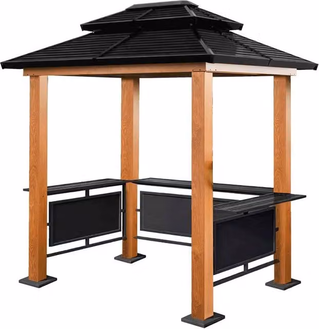 Sojag Maui BBQ Shelter in Brown Aluminium and Metal, W: 249 cm, D: 178 cm, H: 278 cm