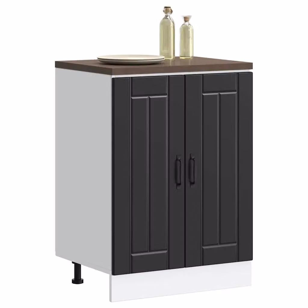 Berkfield Home Lucca Black Matt MDF Freestanding Kitchen Sink Base Cabinet – 2