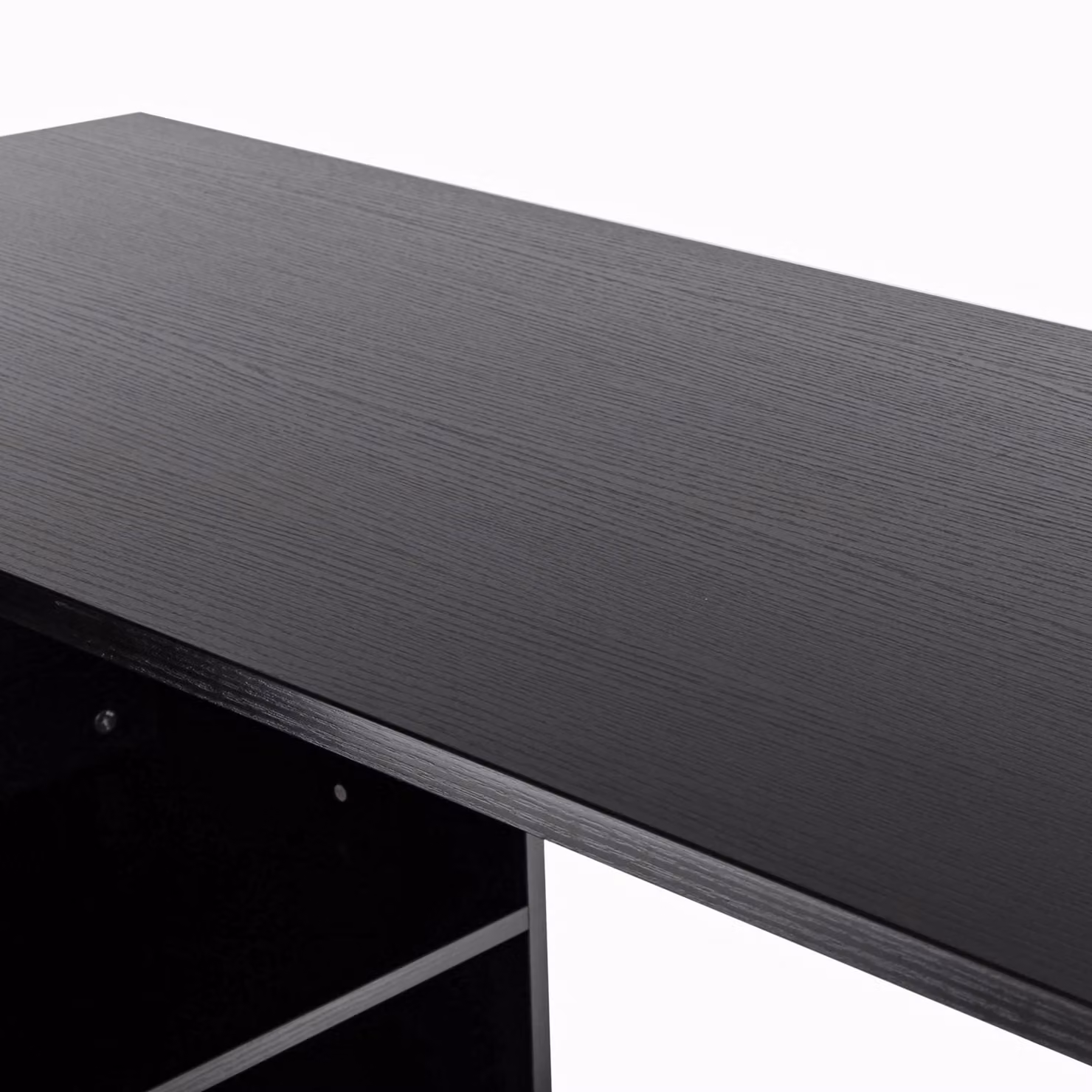 HOMCOM L-Shaped Computer Desk with Drawer and Shelf in Black – 9