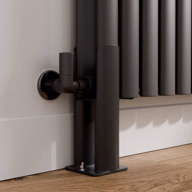 Temprazo Black Floor Standing Legs for Horizontal Oval Radiator - Double Bar