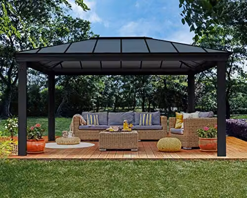 Palram Canopia Dallas Modern Hip Garden Gazebo in Anthracite Grey – 3