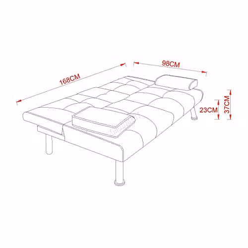 WestWood Manhattan 3 Seater Faux Leather Sofa Bed with Cup Holders in Grey – 3