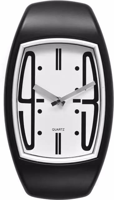 Premier Housewares Oval Modern Quartz Wall Clock in Black and White – 1
