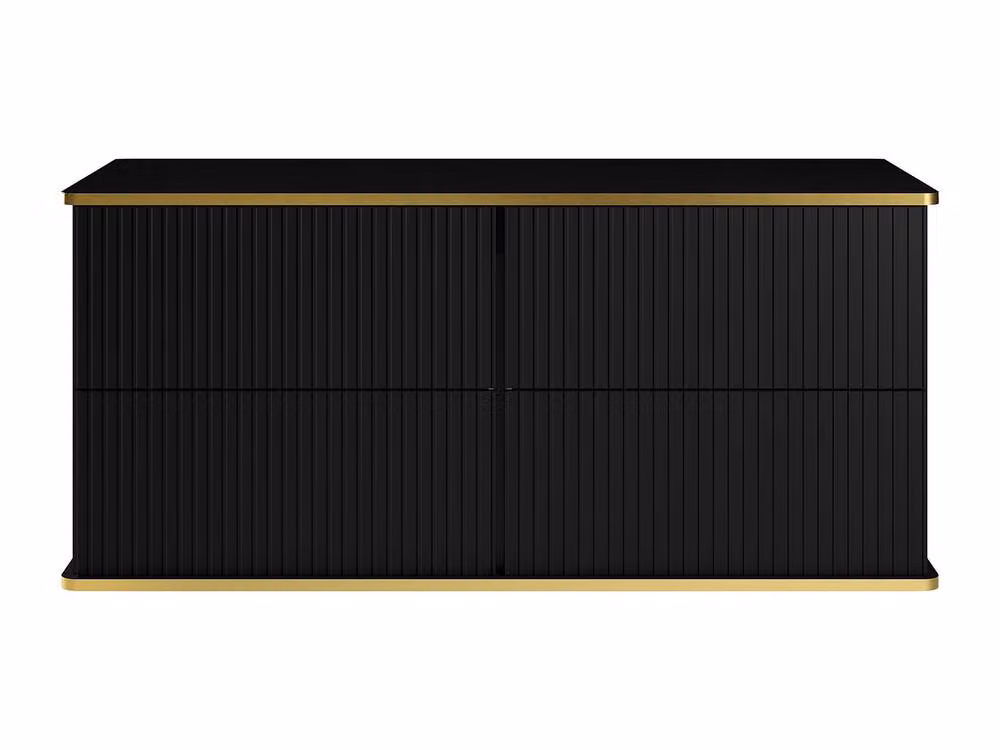 Vente-unique Keliza Suspended Ribbed Vanity Unit with Gold Trim, Black, W/D/H: 120 x 47 x 54 cm – 2