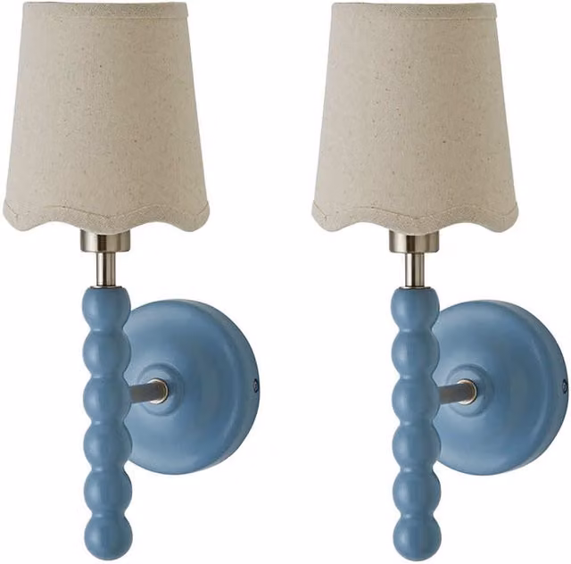 ValueLights Bobbins Pastel Wall Light in Blue with Scallop Shade