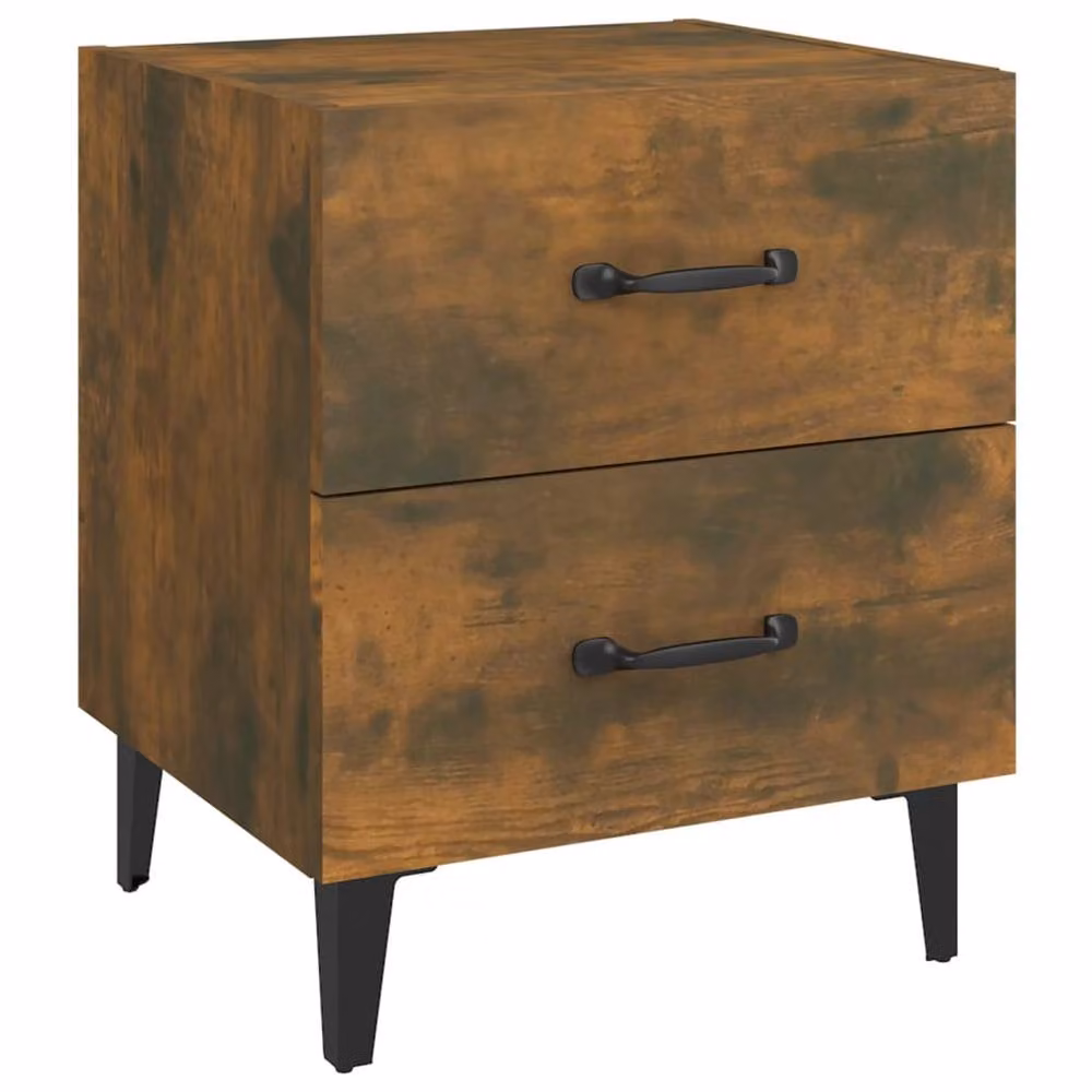 Berkfield Home Decorative Bedside Cabinet in Smoked Oak Brown, W/D/H: 40 x 35 x 47.5 cm – 3