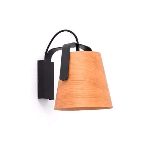 Netlighting Stood Modern Adjustable Wall Lamp in Black and Wood with E27 Socket