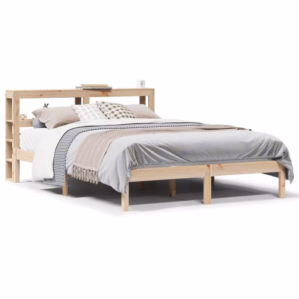 Berkfield Home Small Double Bed Frame in Brown Rustic Solid Pine, W/D/H: 120 x 200 cm – 2