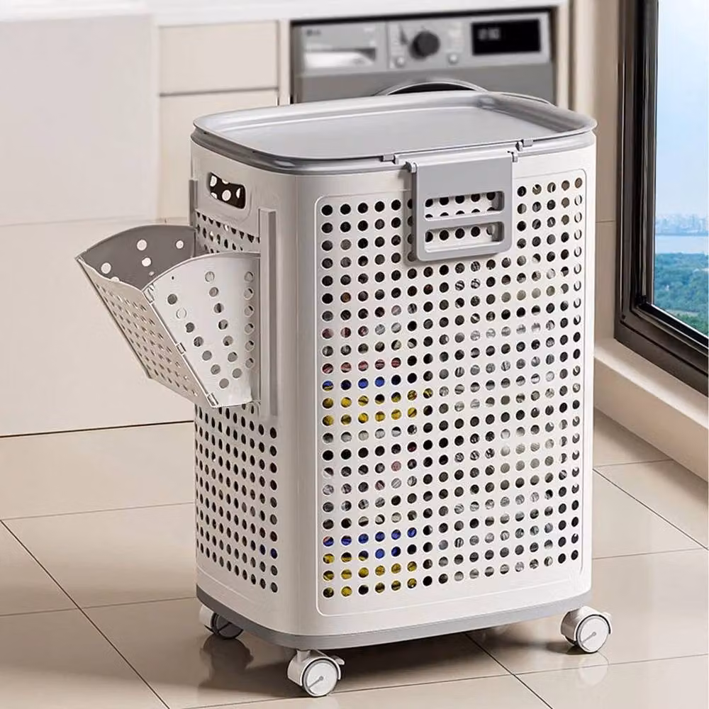 Kelvenix White Laundry Hamper with Side Caddy, W/D/H: 42 x 33 x 60.5 cm – 2