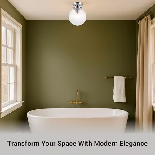 Cosylyte Finley Classic Ribbed Glass Flush Ceiling Light with Chrome Base, IP44 Rated, E27, Transparent – 7