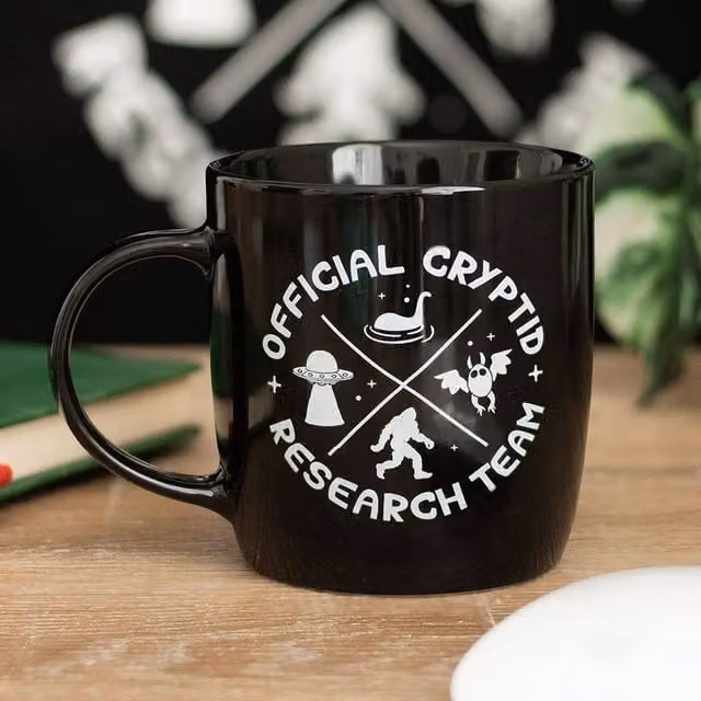 Uniqueful Cryptid Research Team Ceramic Mug in Black, 350 ml – 1