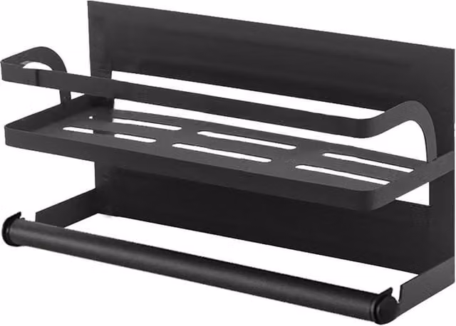 Garden Sanctuary Metal Magnetic Fridge Organizer Kitchen Rack, Black – 1