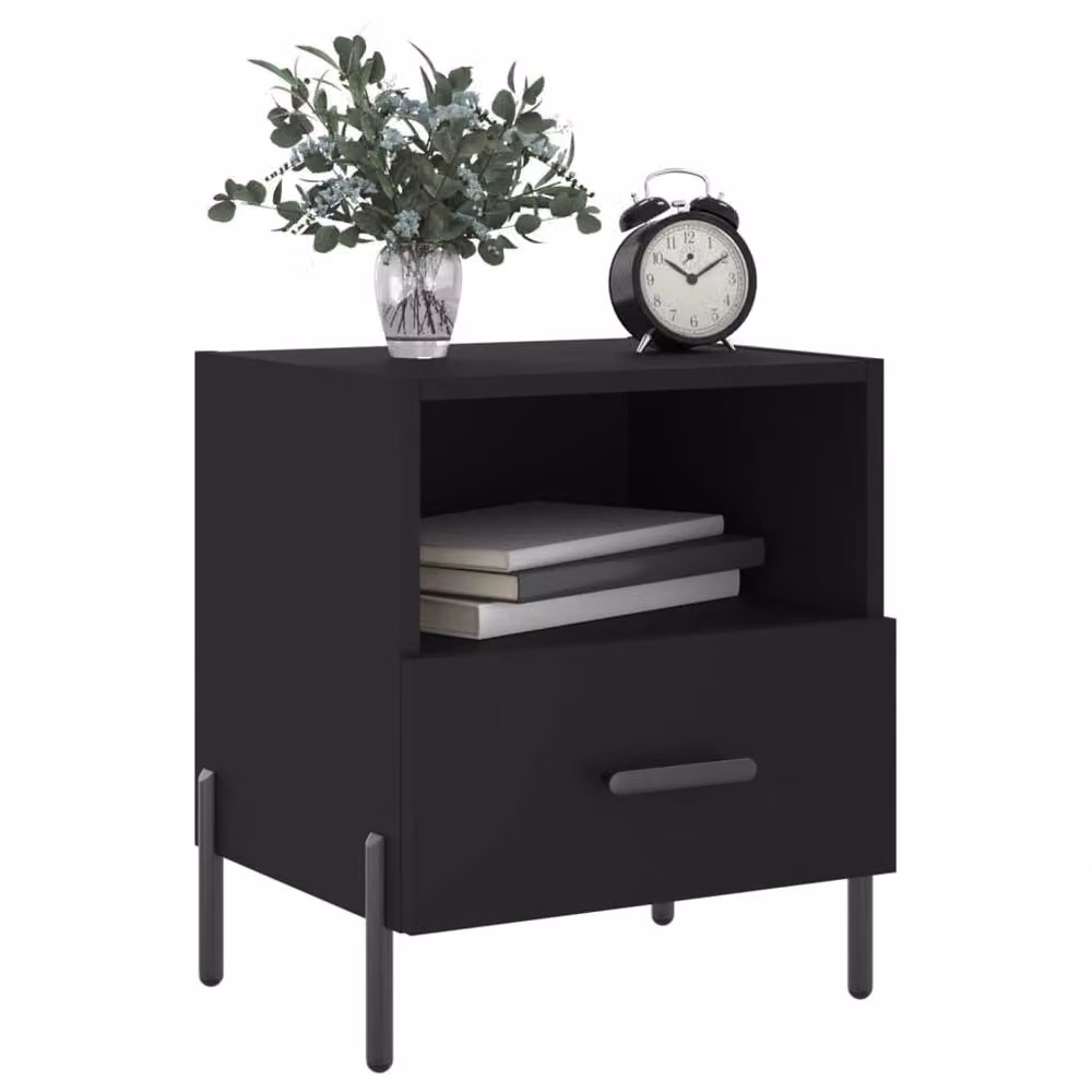 Berkfield Home Modern Bedside Cabinets, 2 Piece Set, Black, W: 40 cm, D: 35 cm, H: 47.5 cm – 3