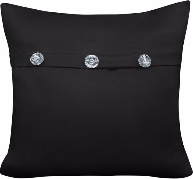 Velosso Mock Flap Diamante Filled Square Cushion in Black, W x D: 43 x 43 cm