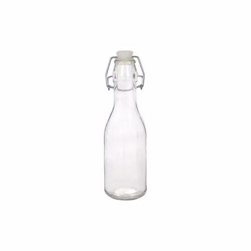 Argon Tableware 250ml Glass Bottle with Swing Top Lid, Transparent