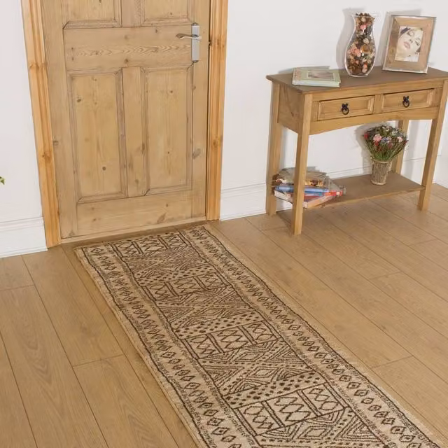runrug Afrikans Hallway Carpet Runner Rug in Light Beige, W: 60 cm, L: 270 cm – 1