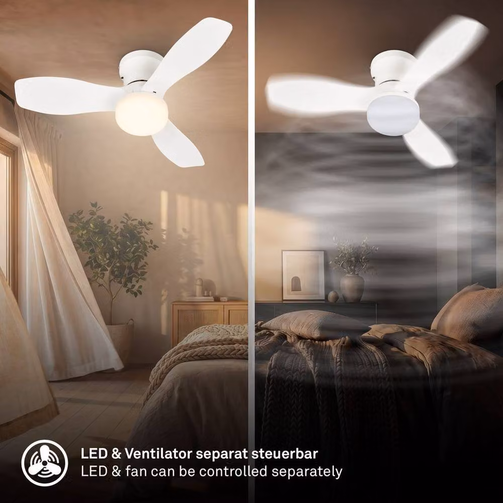 Briloner White LED Ceiling Fan with Colour Changing Light and Remote Control, 600 mm – 3
