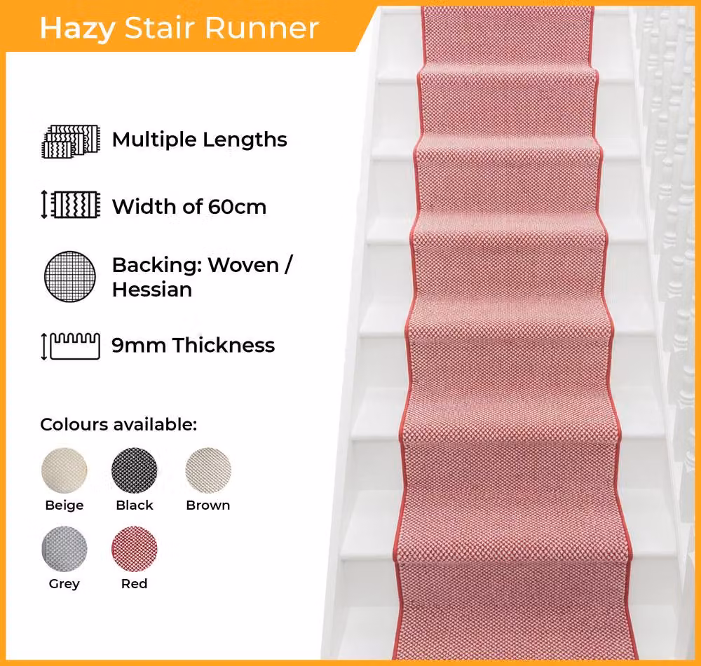 runrug Hazy Stair Runner Carpet in Black, W: 60 cm x L: 510 cm – 2
