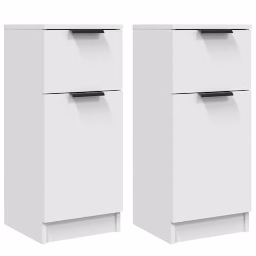vidaXL Set of 2 White Minimalist Sideboards in Engineered Wood, W/D/H: 30 x 30 x 70 cm