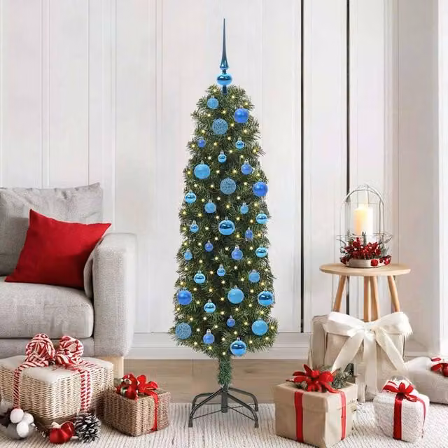 Berkfield Home Artificial Green Christmas Tree with 150 Warm White LEDs and Stand, Height: 150 cm