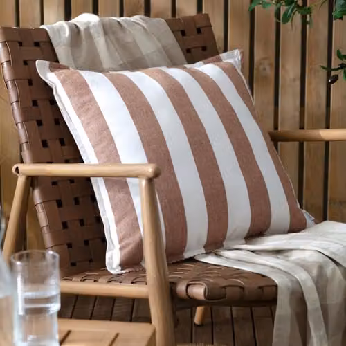 Yard Hayle Striped Cotton Outdoor Square Cushion in Brown and Orange, W/D/H: 50 x 50 x 5 cm – 4