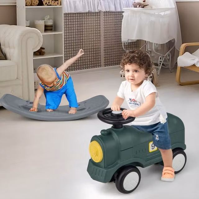 Costway 3-in-1 Kids Ride On Animal Balance Board and Scooter in Green