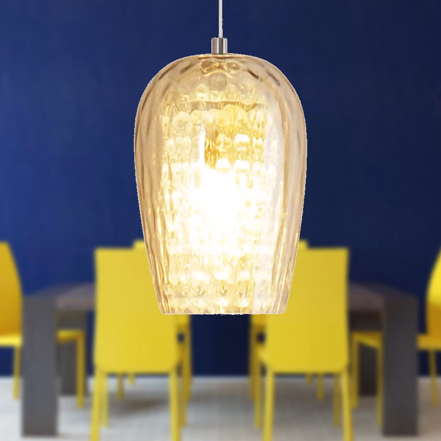 First Choice Lighting Dimpled Glass and Jewelled Pendant Light in Silver and Transparent – 2