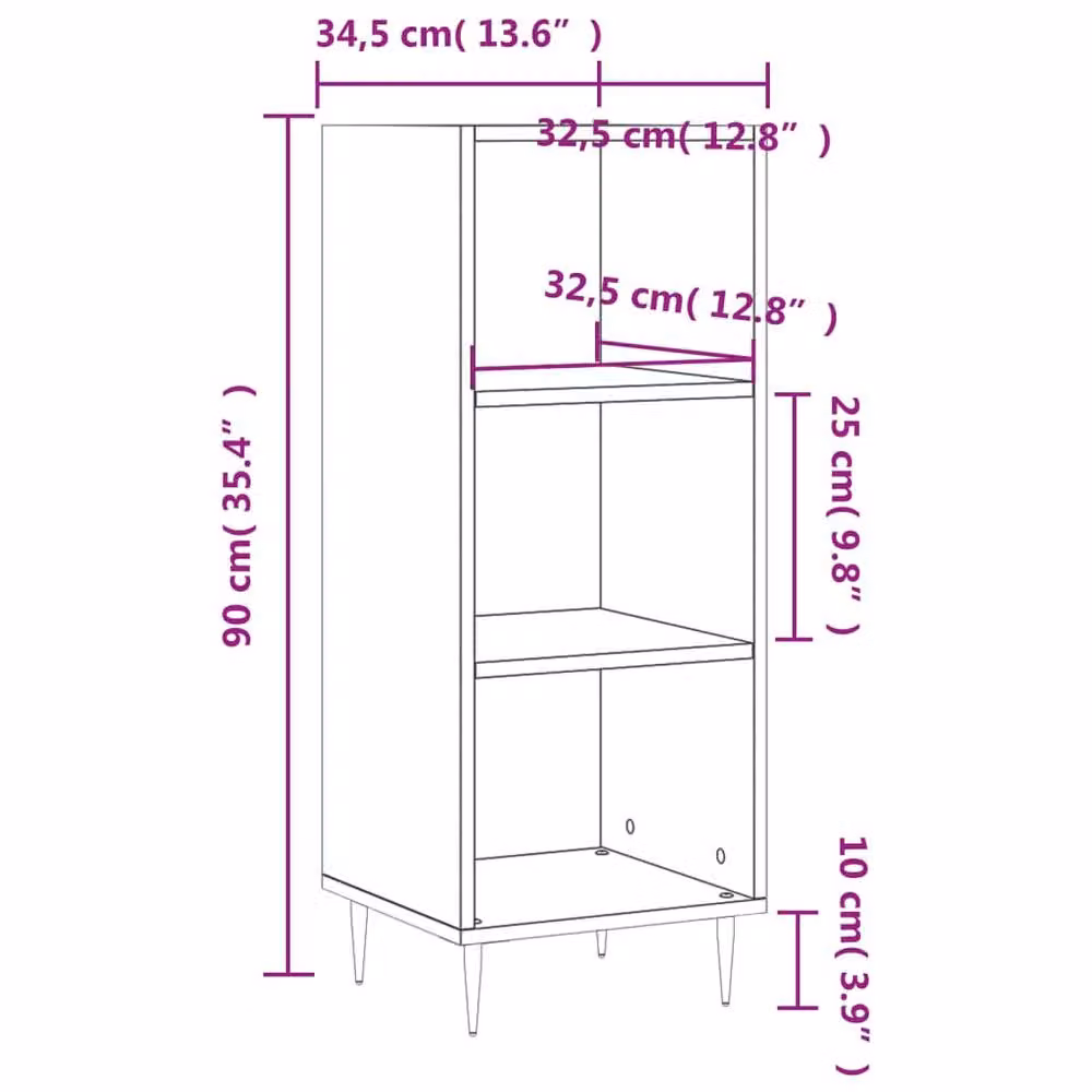Berkfield Home Smoked Oak Sideboard in Brown, W/D/H: 34.5 x 32.5 x 90 cm – 4