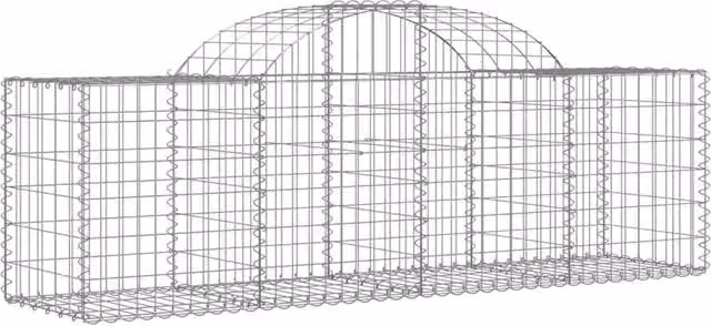 Berkfield Home Decorative Arched Gabion Baskets, 7 Piece Set, Silver Galvanised Steel, W: 200 cm, D: 50 cm, H: 60-80 cm