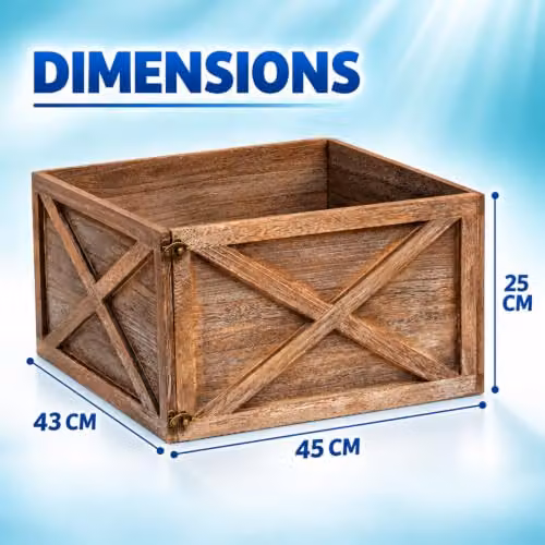 Shatchi Foldable Wooden Christmas Tree Skirt Box in Brown and White, W/D/H: 45 x 43 x 25 cm – 2