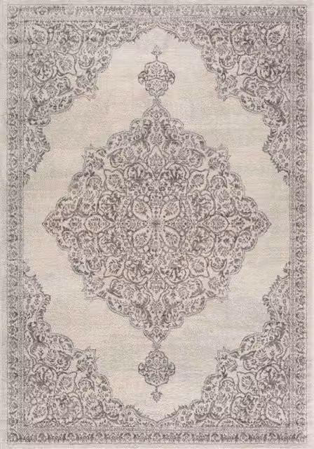 THE RUGS Montana Medallion Cream & Grey Living Room Area Rug, W: 160 cm, D: 230 cm