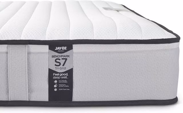 Jay-Be Benchmark S7 Tribrid Pocket Sprung Memory Mattress, Double, Grey, W: 140 cm, L: 200 cm
