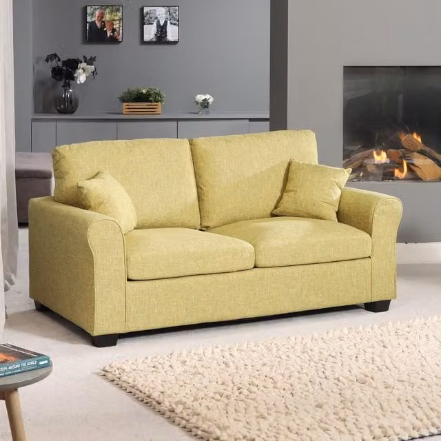 Artemis Home Dawson Fabric Sofabed in Green with Solid Wood Frame and Pull Out Drawer, W/D/H: 100 x 200 cm – 1