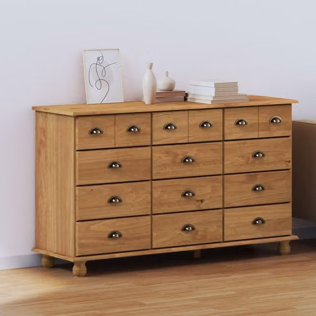 Berkfield Home ASKIM Chest of Drawers in Brown Solid Wood Pine, W/D/H: 79 x 40 x 133.5 cm – 1