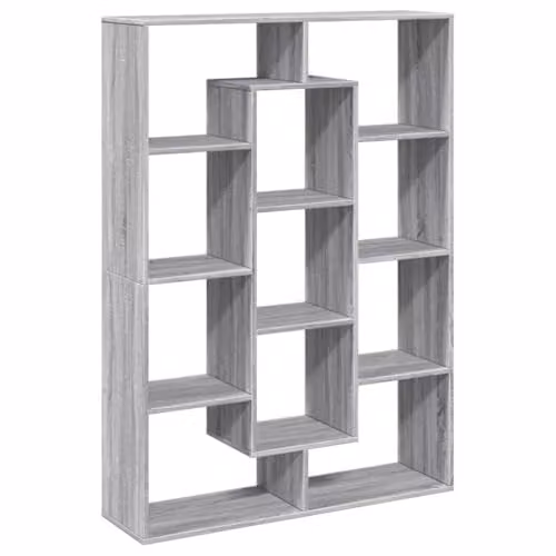 vidaXL Grey Sonoma Book Cabinet with Adjustable Shelves and Media Compartments, W: 102 cm, D: 29 cm, H: 143 cm