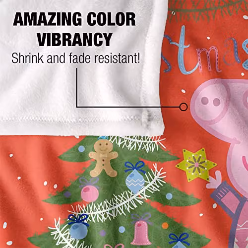 Hasbro Peppa Pig Christmas Fun Super Soft Fleece Blanket, White, W/D/H: 152 x 127 cm – 3
