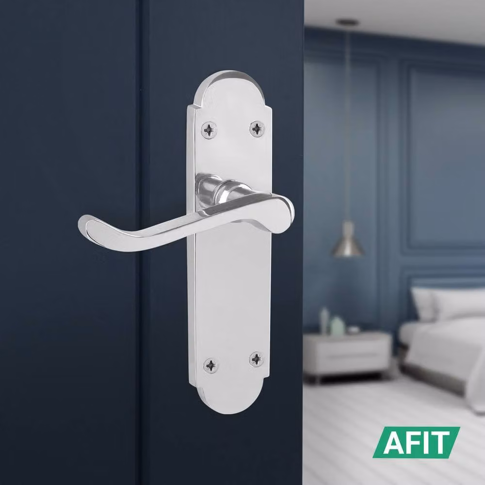 AFIT Polished Chrome Door Handle Latch Set, 5 Pairs in Silver, W/D/H: 15.0 x 15.0 x 15.0 cm – 4
