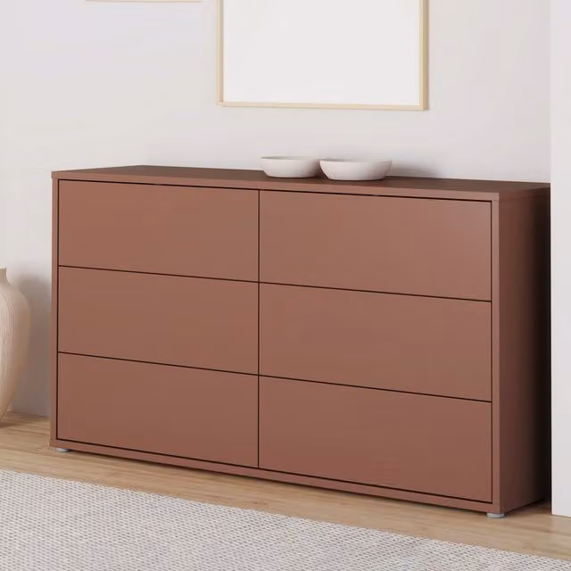 Furniture To Go Alice Springs 6 Drawer Wide Chest with Push-Open Drawers in Orange