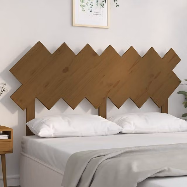 Berkfield Home Rustic Solid Wood Pine Bed Headboard in Honey Brown, W: 141 cm, D: 3 cm, H: 80.5 cm