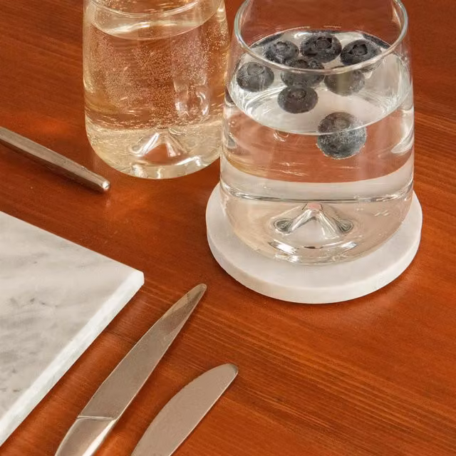 Argon Tableware 12 Piece White Marble Round Placemats and Coasters Set