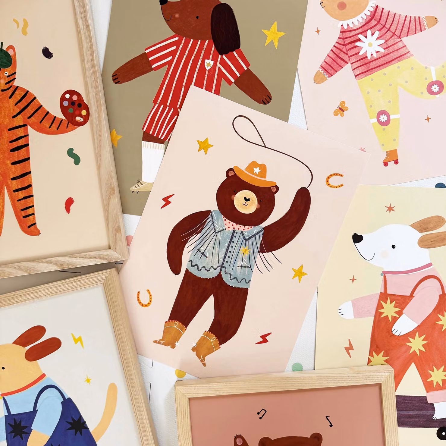 Kid of the Village Cowboy Bear Fine Art Paper Print, Multicolour, W: 50 cm, H: 70 cm – 3