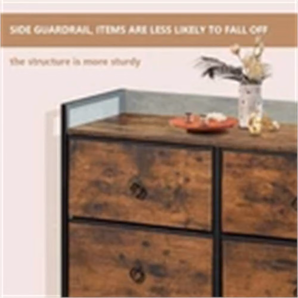 Nordara Vintage 6 Drawer Bedroom Storage Chest in Brown, W: 100 cm, H: 78 cm – 3