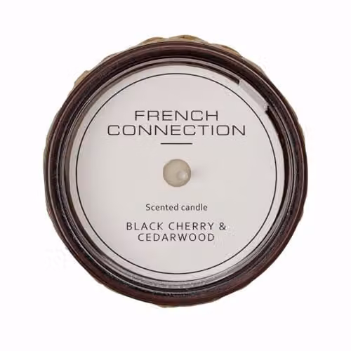 French Connection Scented Jar Candle in Brown with Black Cherry and Cedarwood Fragrance – 2