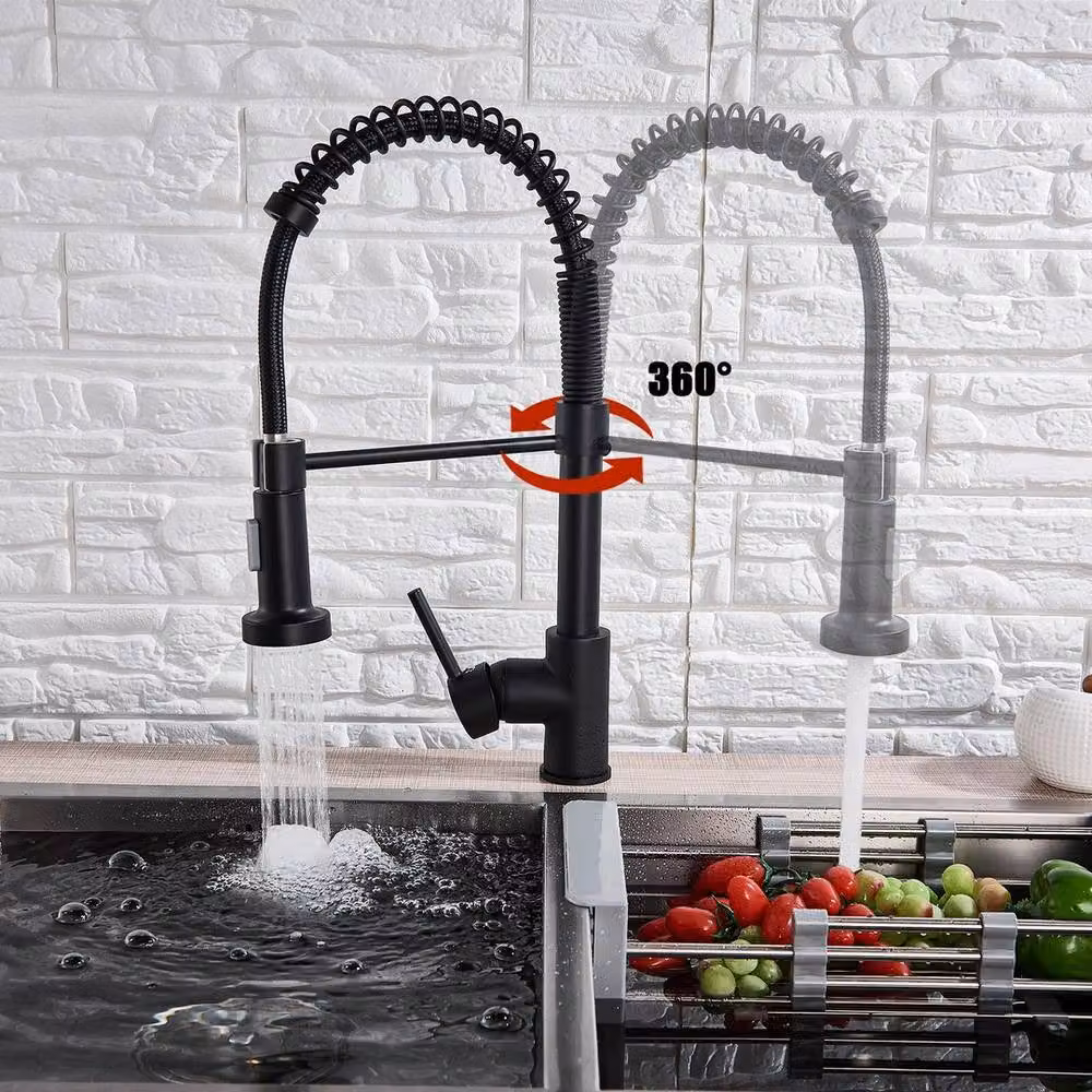 EONLION Monobloc Kitchen Sink Mixer Tap with Pull Out Hose in Matt Black – 5
