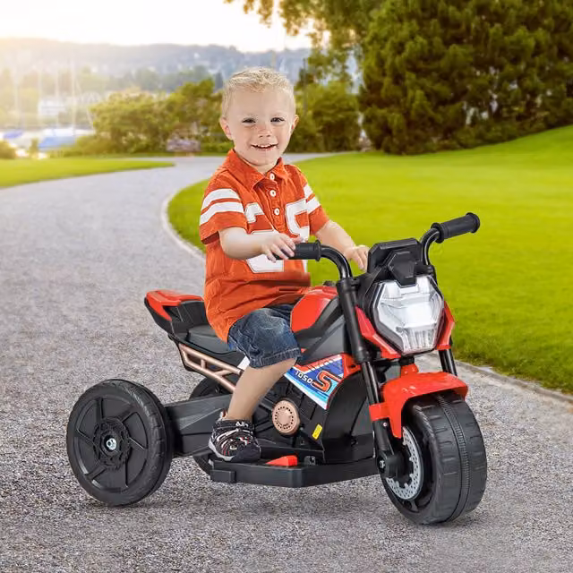Costway Red Electric Kids Ride-on Motorcycle with Light and Sound Effects