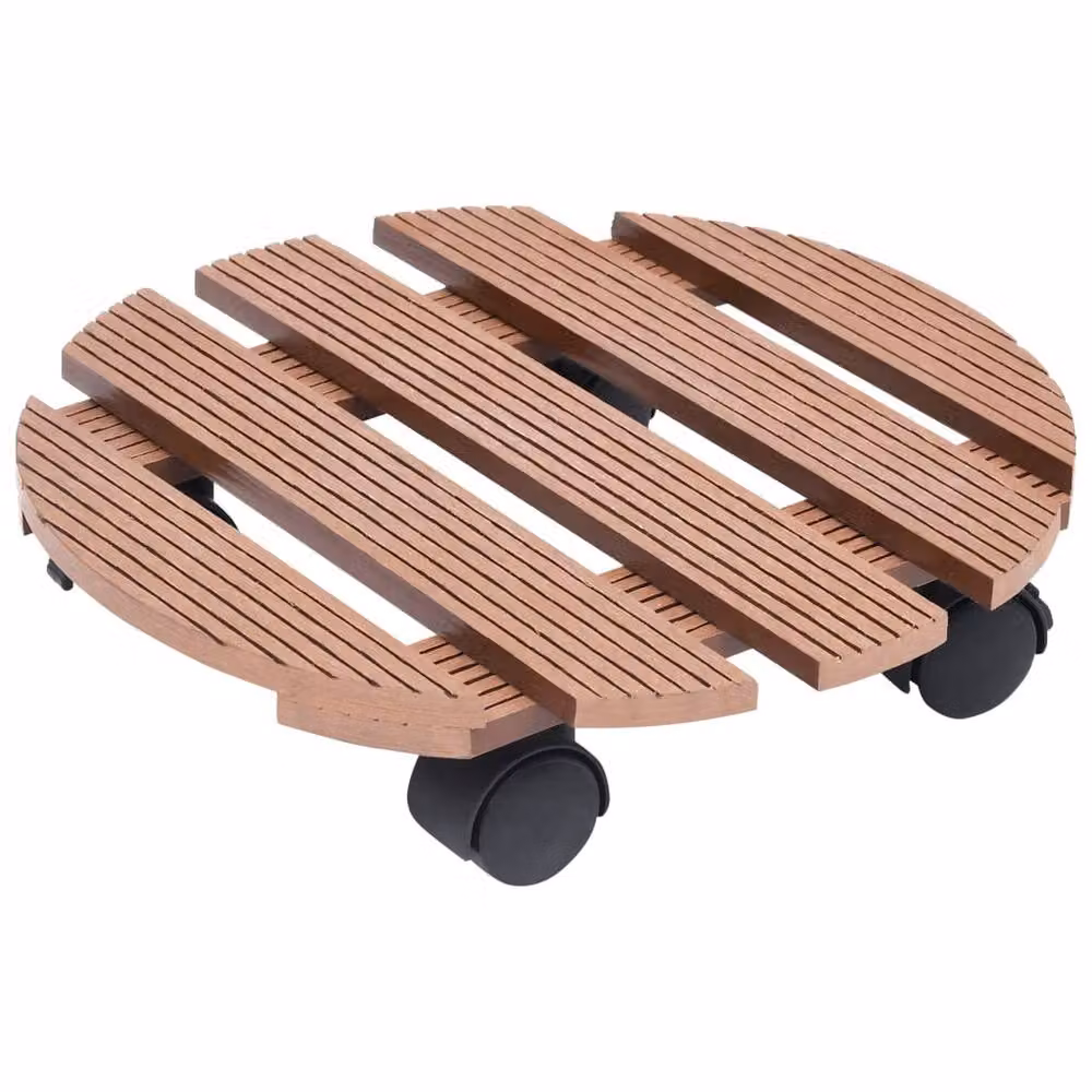 Berkfield Home WPC Plant Trolleys, 2 Pack, Brown, W: 30 cm, D: 7.5 cm – 3