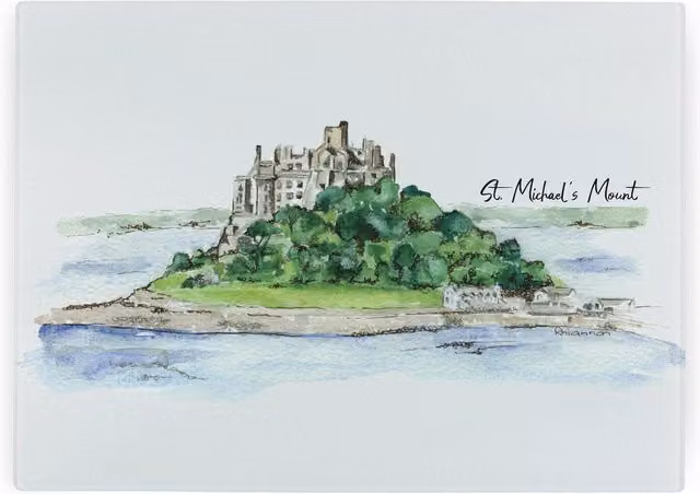 Purely Home St Michael's Mount Large Rectangular Textured Glass Worktop Protector and Chopping Board in Multicolour